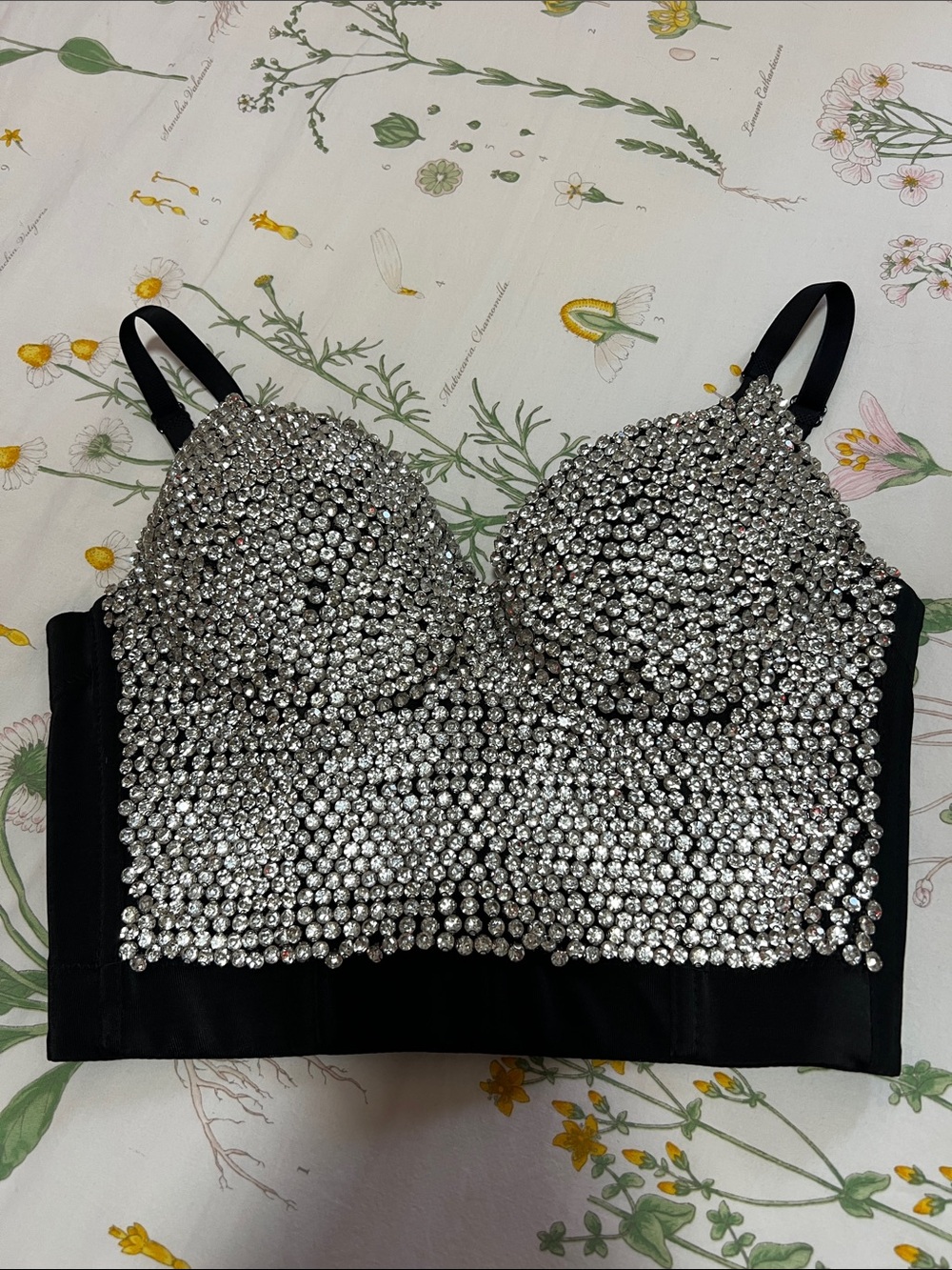 AKIRA Black Bralette with Silver Crystal Embellishment
